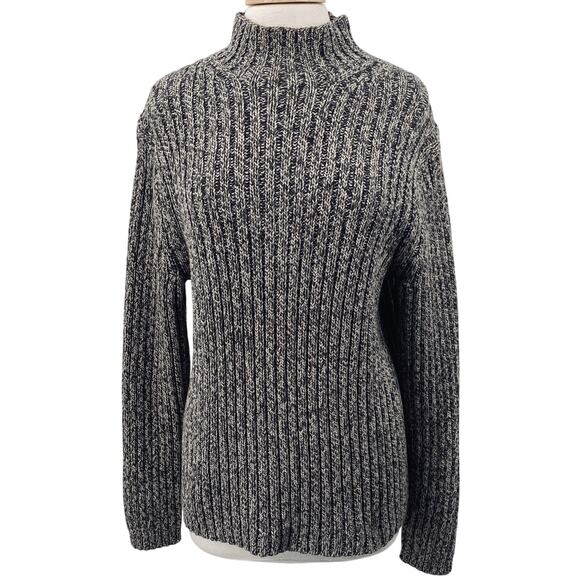 Vintage Y2k Gap Sweater Cotton Chunky Rib Knit MockNeck Long Sleeve Gray Mens M - Picture 1 of 8